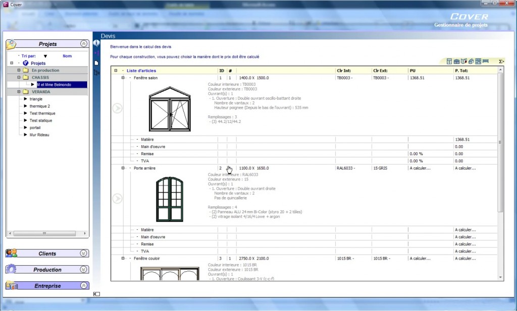 Logiciel pour portes et fenêtres