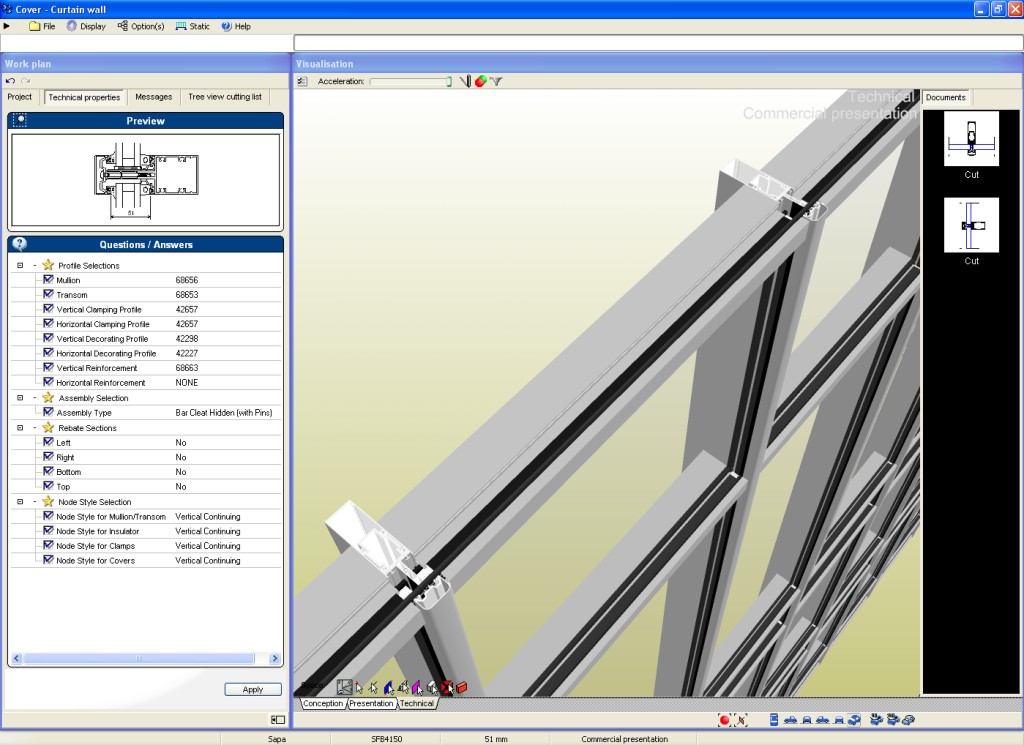 Logiciel pour murs rideaux